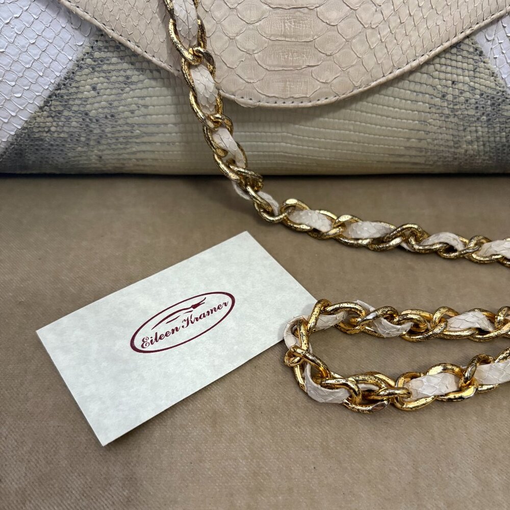 Vtg Auth Eileen Kramer Genuine Python Color Block… - image 6